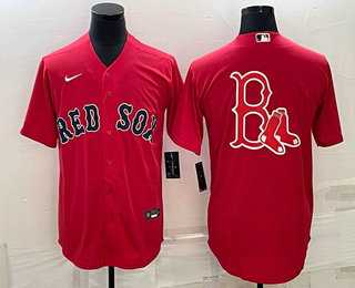 Men%27s Boston Red Sox Big Logo Red Stitched MLB Cool Base Nike Jersey